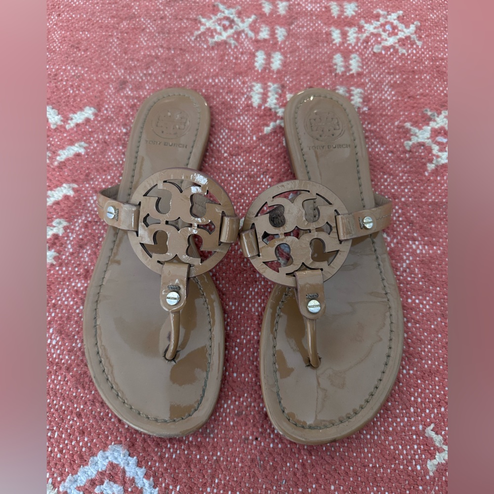 Tory Burch Miller Patent Sandal in Tan